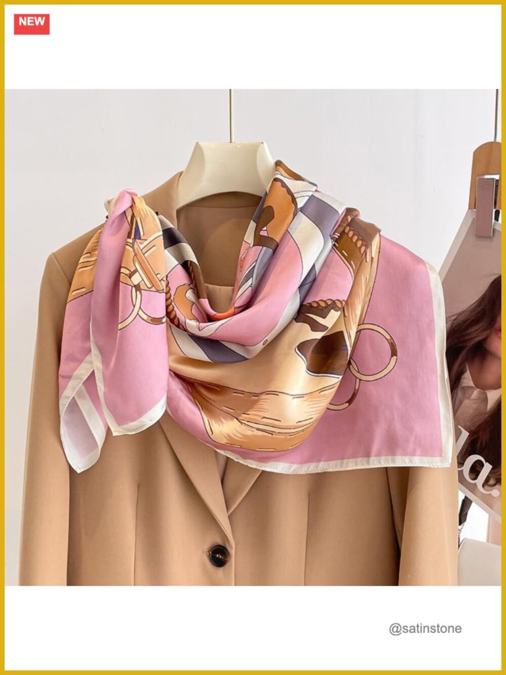 100% Mulberry Silk Square Scarf - Women 35" Hair Wrap, Gift Packed - Picture 2 of 6